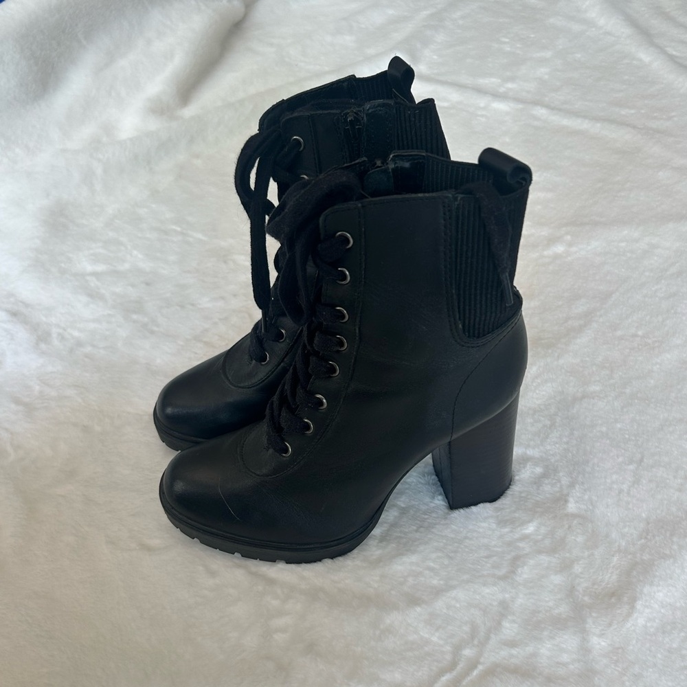Steve Madden Black Lace-Up Combat Boots